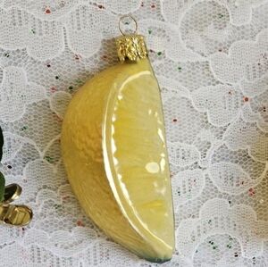 Vintage Blown Glass Elegant Lemon Ornament